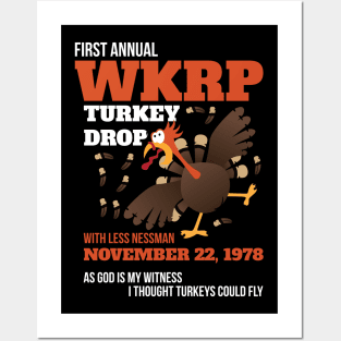 WKRP Thanksgiving Turkey Drop Thanksgiving Turkey Dinner Gift Funny T-Shirt Posters and Art